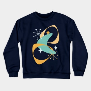 Retro Mid Century Atomic Space Age 20 Teal, Aqua, Orange Crewneck Sweatshirt